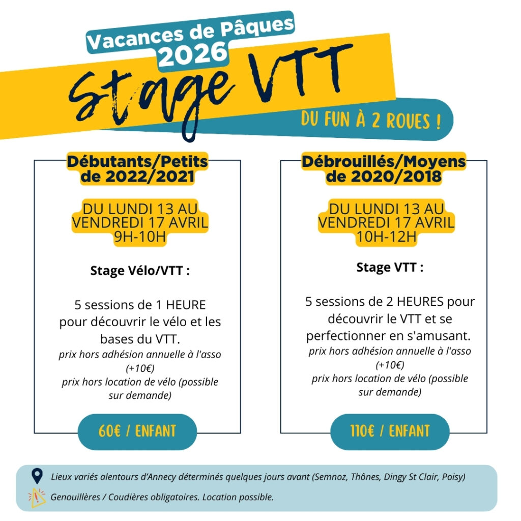 stage paques vacances enfant vtt 2026 petits moyens